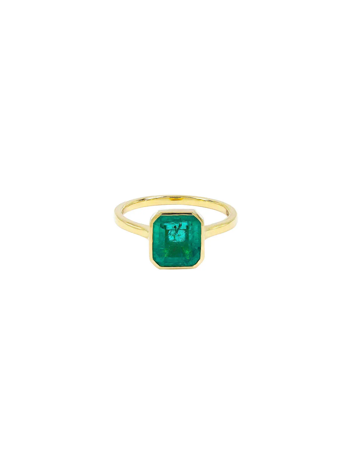 2.74ct Emerald 14K Gold Bezel Ring sold by Wish Fine Jewelry