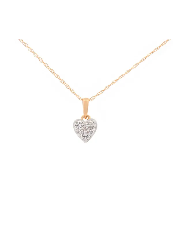0.18ct Diamond 14K Gold Heart Pendant Chain Necklace sold by Wish Fine Jewelry