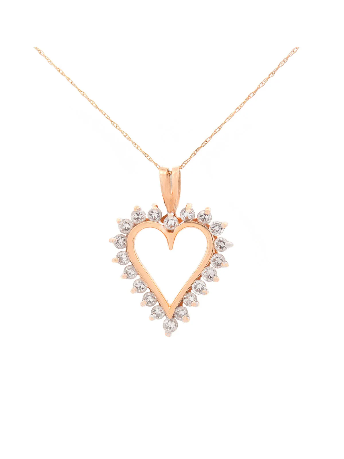 1.00ct Diamond 14K Gold Heart Dangle Drop Necklace sold by Wish Fine Jewelry