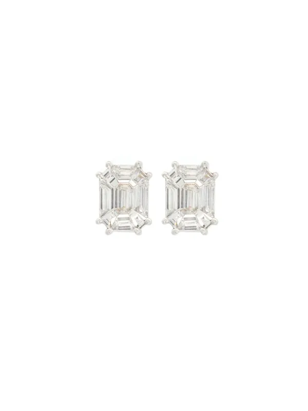 1.66ct Diamond 18K Gold Rectangular Illusion Set Earrings sold by Wish Fine Jewelry