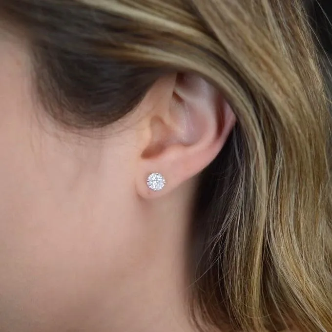 0.76ct Diamond 18K Gold Illusion Stud Earrings sold by Wish Fine Jewelry product image thumbnail 2