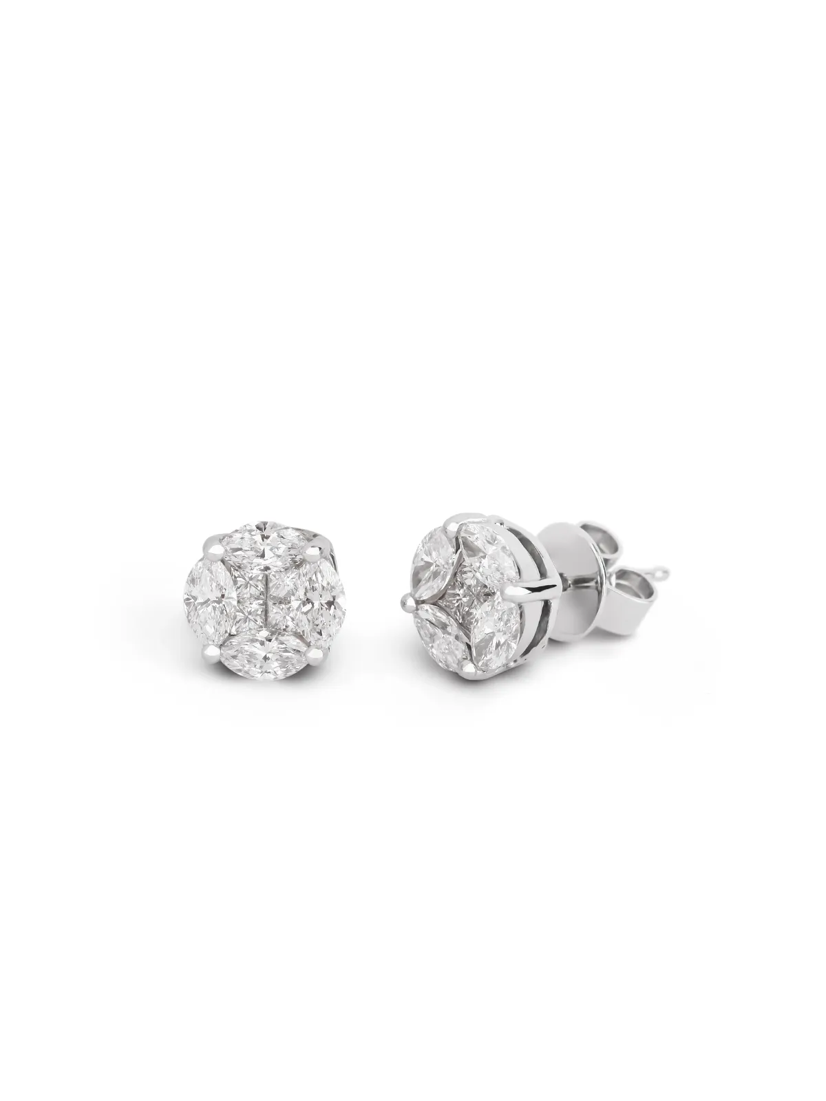 2.20ct Diamond 18K Gold Ilusion Set Stud Earrings sold by Wish Fine Jewelry product image thumbnail 2