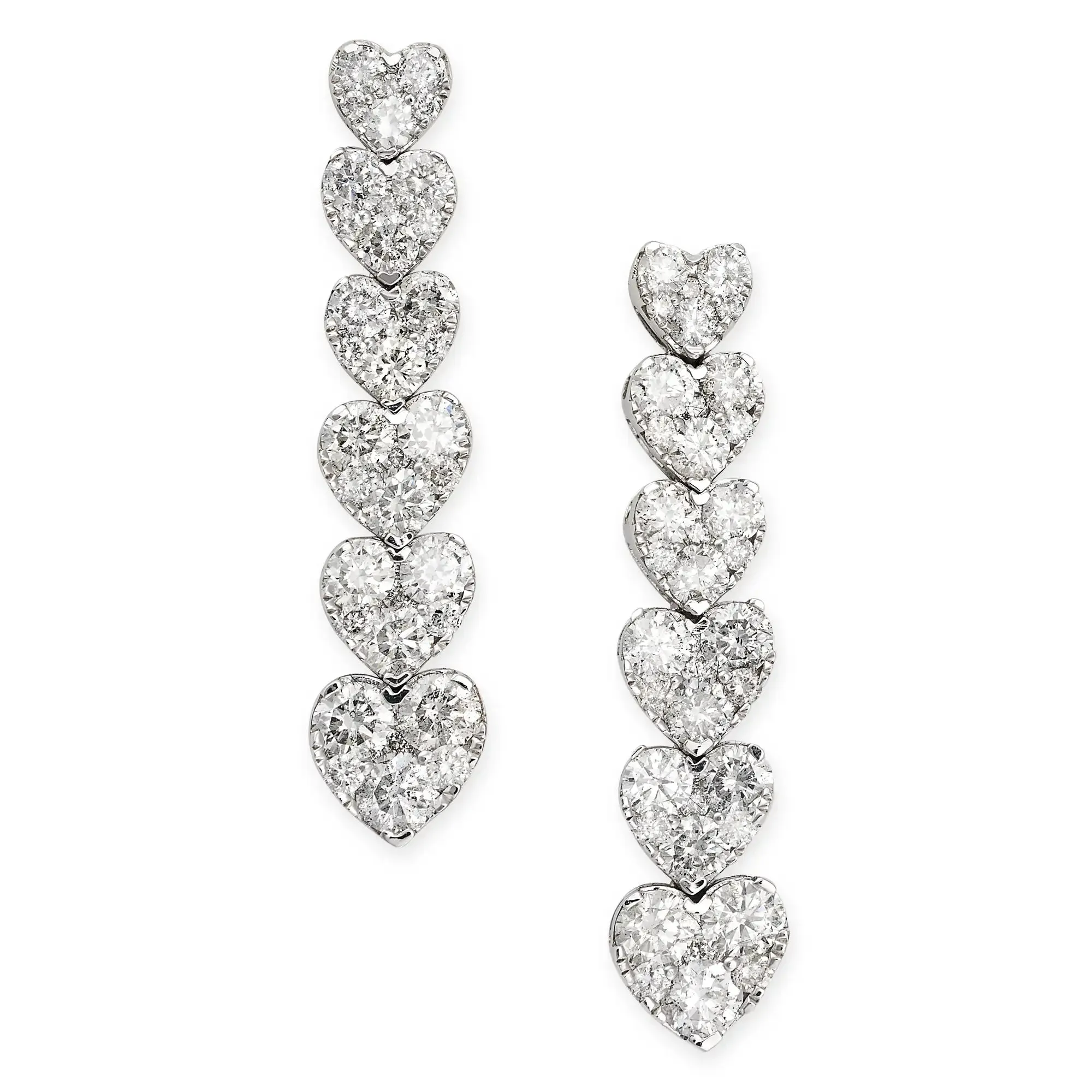 2.00ct Diamond 18K Gold Heart Linear Earrings sold by Wish Fine Jewelry