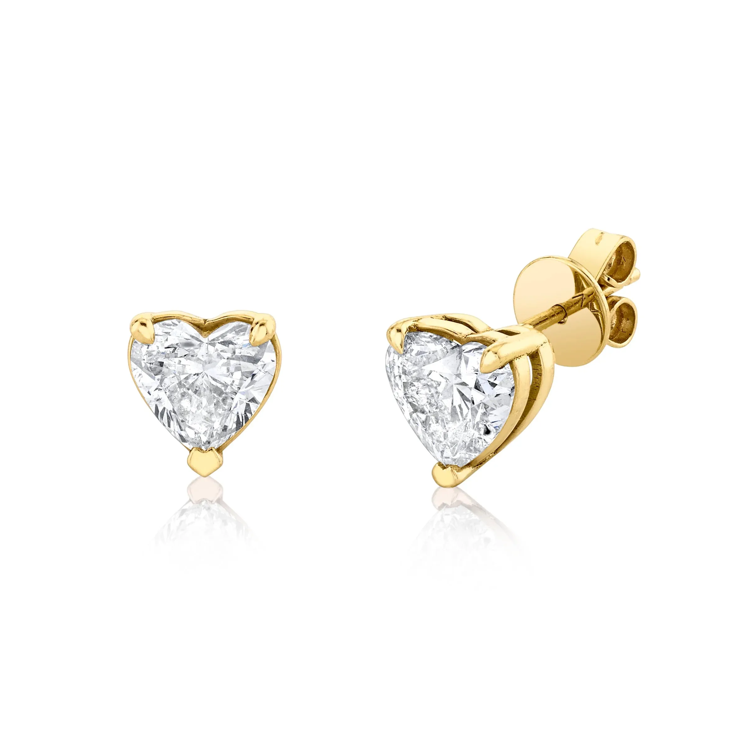 0.40ct Diamond 18K Gold Heart Dainty Stud Earrings sold by Wish Fine Jewelry