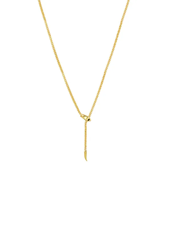 14K Gold Small Snake Wheat Adjustable Lariat Necklace sold by Wish Fine Jewelry