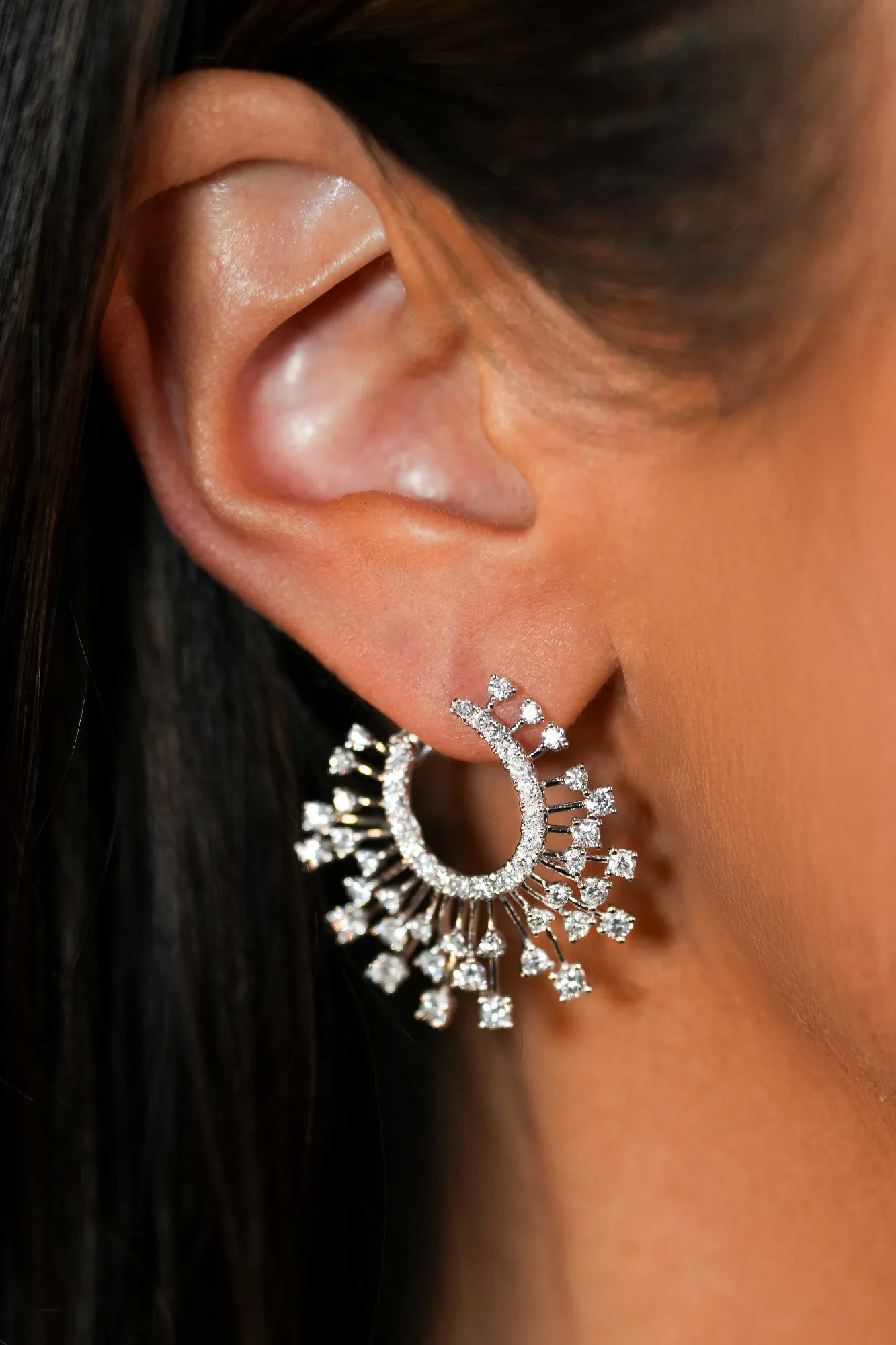 2.39ct Diamond 18K Gold Cluster Earrings sold by Wish Fine Jewelry product image thumbnail 2