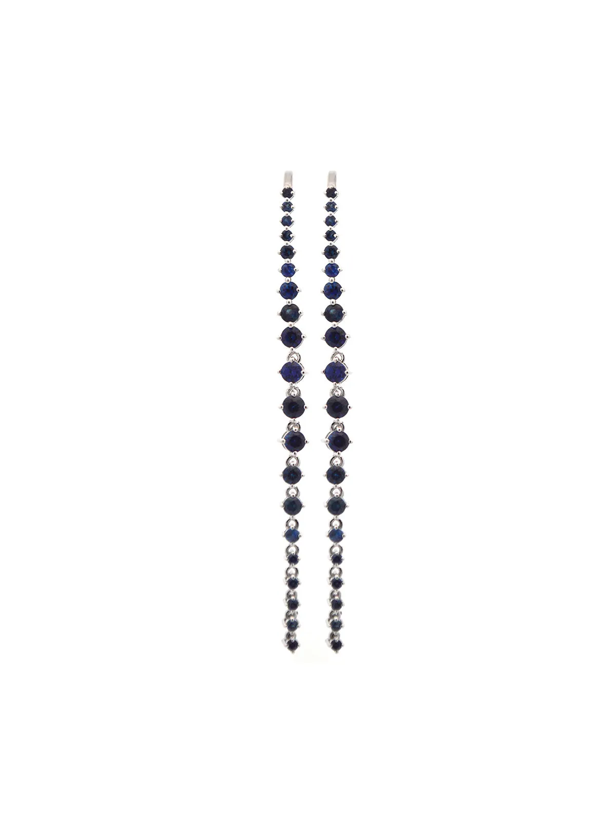 1.60ct Blue Sapphire 18K Gold Linear Cascade Earrings sold by Wish Fine Jewelry