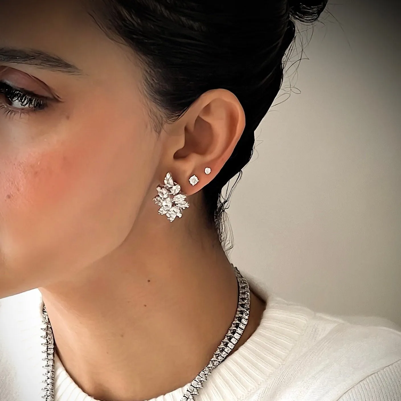 3.69ct Diamond 18K Gold Leaf Earrings sold by Wish Fine Jewelry product image thumbnail 2