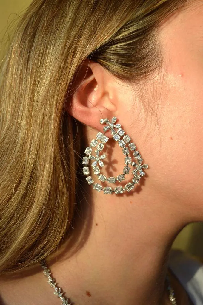 5.85ct Diamond 14K Gold Statement Flower Baguette Earrings sold by Wish Fine Jewelry product image thumbnail 2