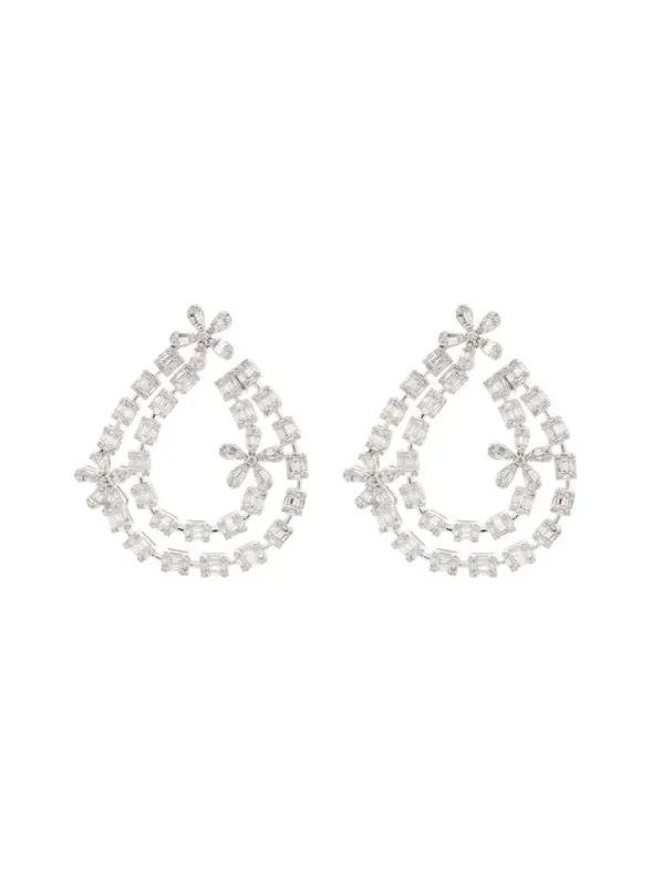 5.85ct Diamond 14K Gold Statement Flower Baguette Earrings sold by Wish Fine Jewelry