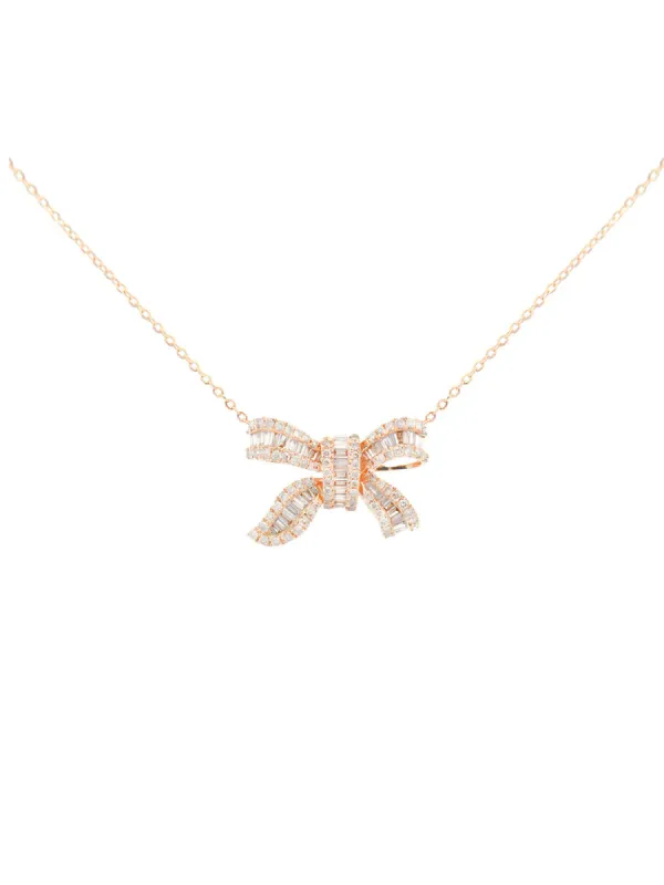 1.00ct Diamond 18K Gold Pendant Bow Necklace sold by Wish Fine Jewelry