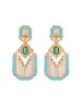3.79ct Diamond & Emerald & Turquoise 18K Gold Statement Earrings sold by Wish Fine Jewelry