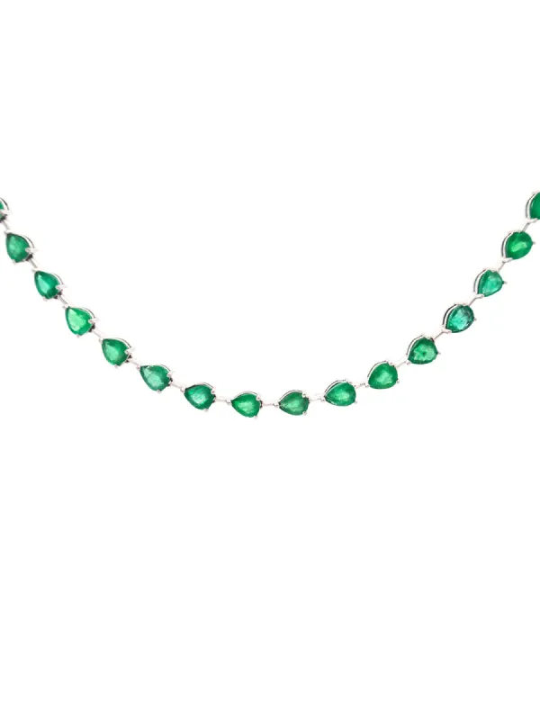 29.20ct Emerald 18K Gold Link Tennis Necklace sold by Wish Fine Jewelry
