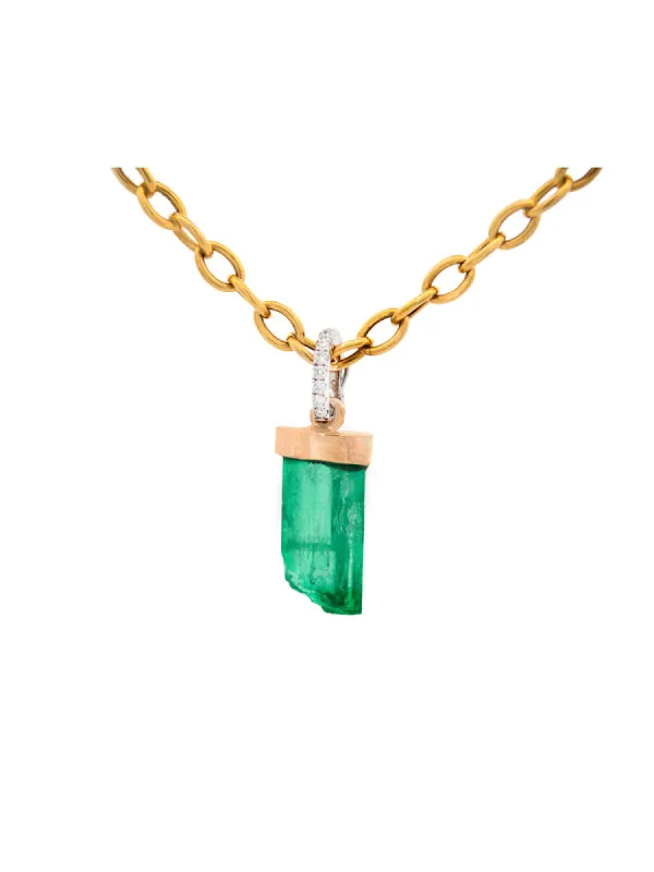 0.80ct Diamond Emerald 18K Gold Pendant sold by Wish Fine Jewelry