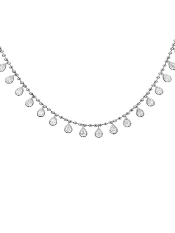 3.00ct Pear Diamond 18K Gold Bead Necklace sold by Wish Fine Jewelry