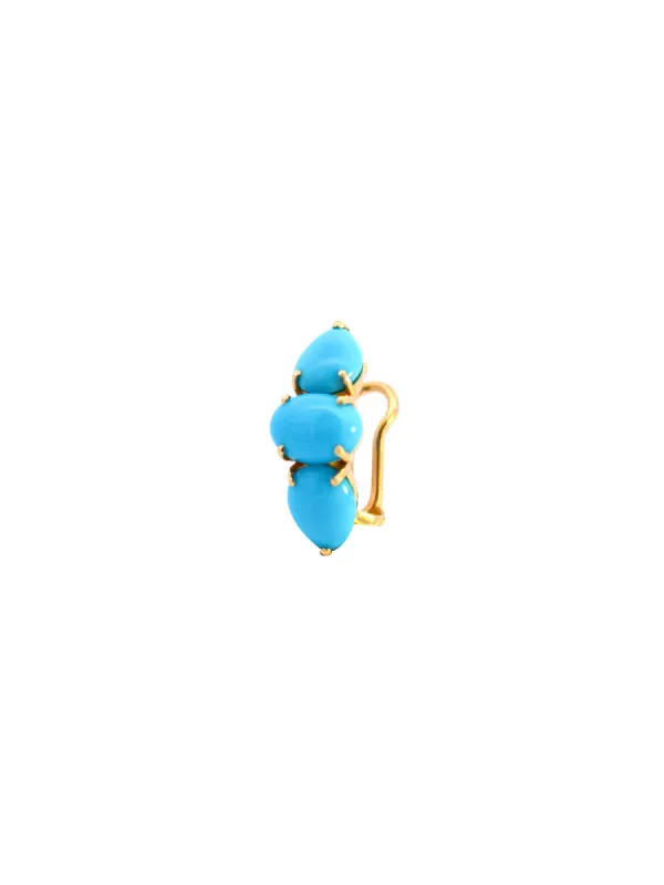 2.73ct Turquoise 18K Gold Three Stones Ear Cuff sold by Wish Fine Jewelry