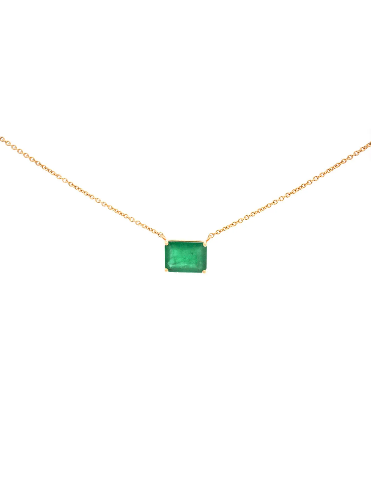 2.96ct Emerald 18K Gold Pendant Necklace sold by Wish Fine Jewelry