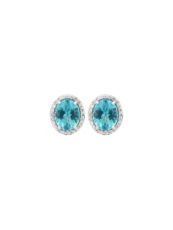 5.76ct Diamond Apatite 18K Gold Halo Earrings sold by Wish Fine Jewelry