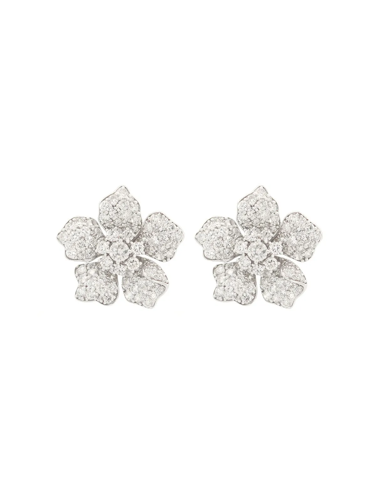 4.95ct Diamond 18K Gold Flower Earrings sold by Wish Fine Jewelry