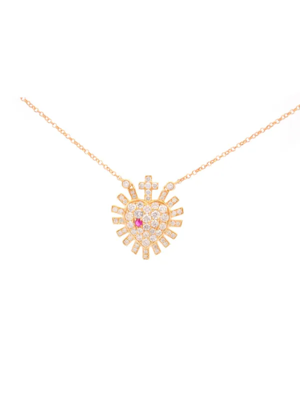 1.25ct Diamond Ruby 14K Gold Heart Necklace sold by Wish Fine Jewelry