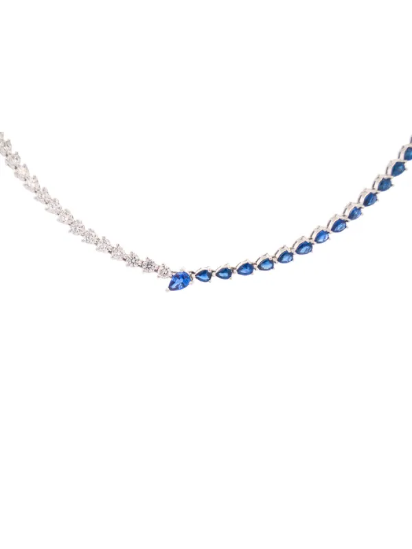 9.71ct Diamond Sapphire 14K Gold Tennis Necklace sold by Wish Fine Jewelry