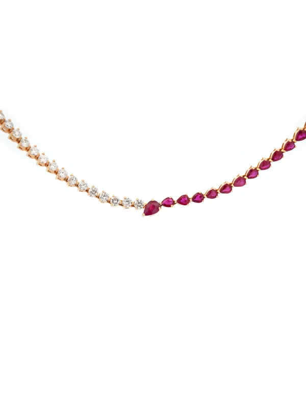 9.71ct Diamond Ruby 14K Gold Tennis Necklace sold by Wish Fine Jewelry