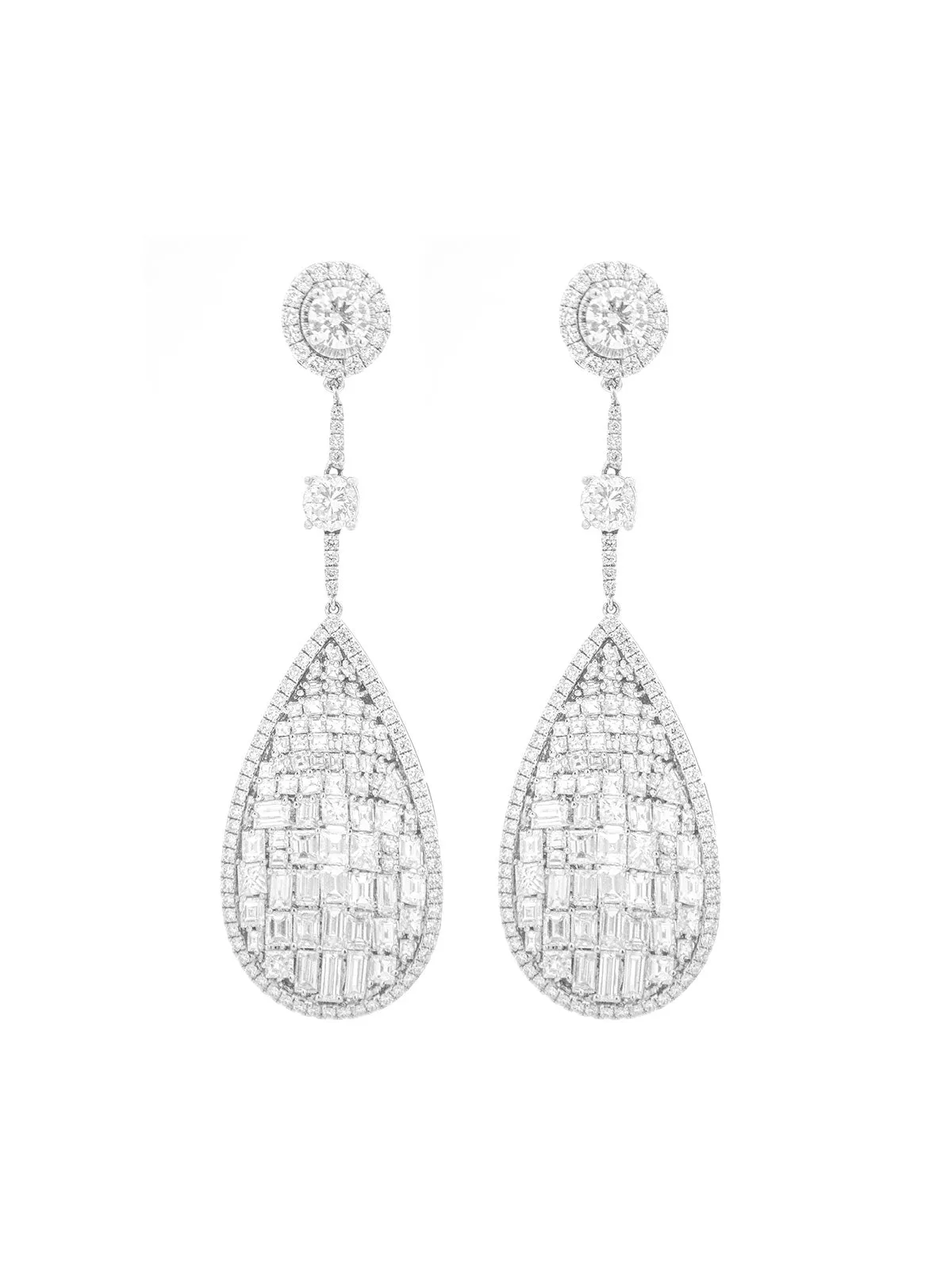 15.35ct Diamond 18K Gold Statement Dangle Earrings sold by Wish Fine Jewelry