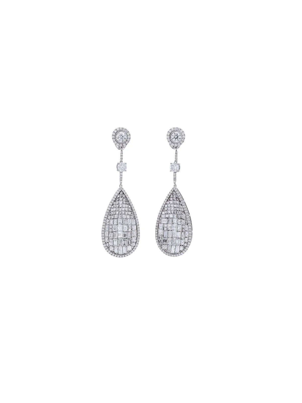 15.35ct Diamond 18K Gold Statement Dangle Earrings sold by Wish Fine Jewelry product image thumbnail 2
