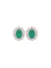 2.96ct Diamond Emerald 18K Gold Halo Stud Earrings sold by Wish Fine Jewelry