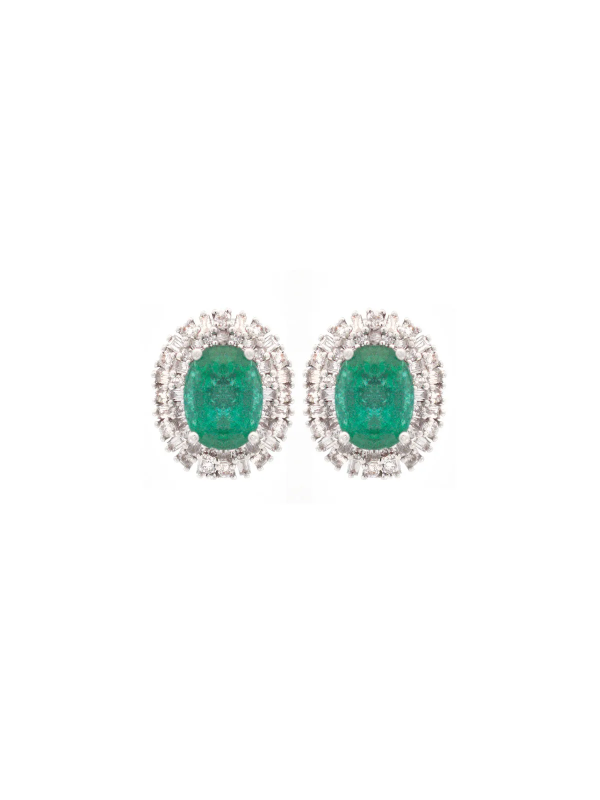 2.96ct Diamond Emerald 18K Gold Halo Stud Earrings sold by Wish Fine Jewelry