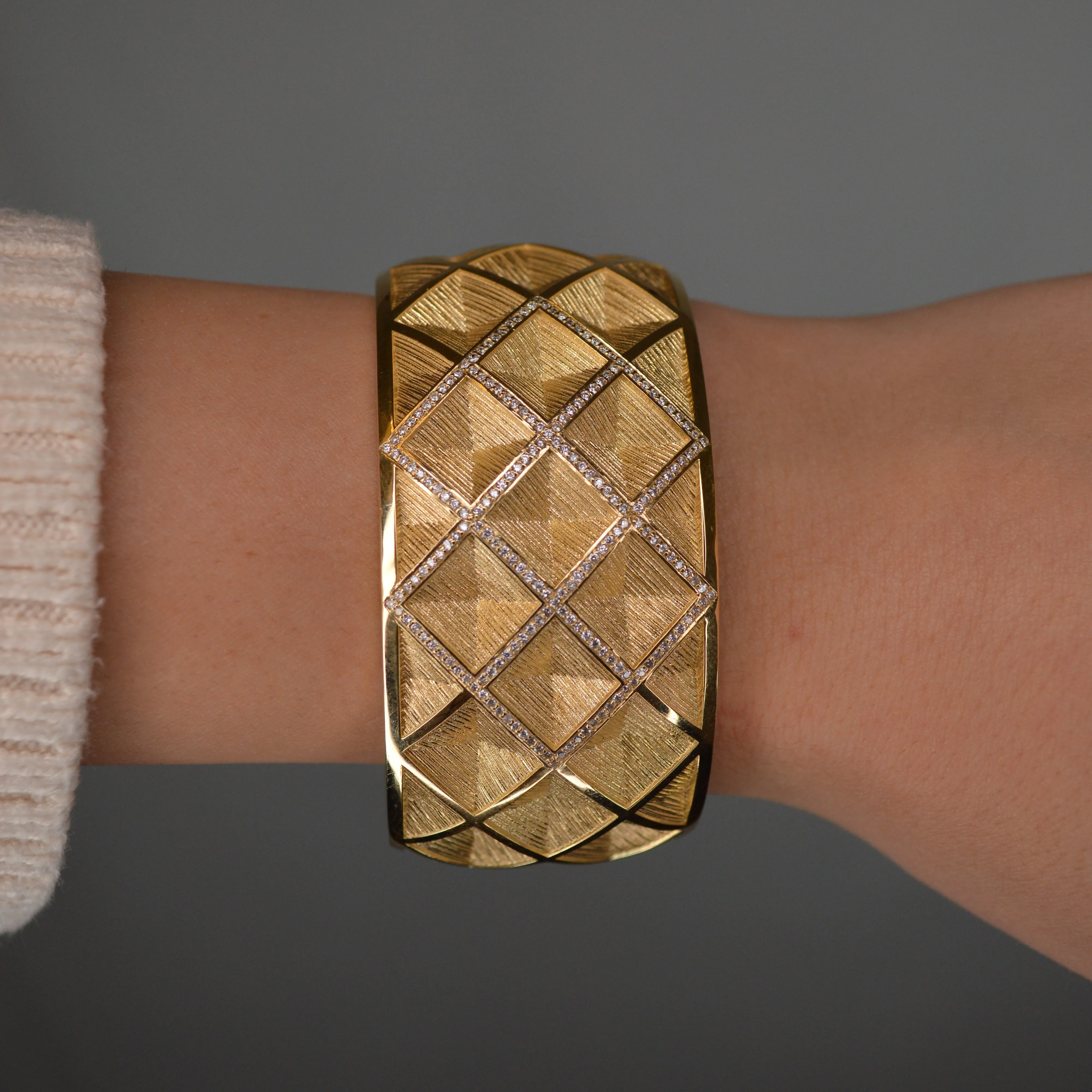 0.87ct Diamond 14K Gold Statement Bangle Bracelet sold by Wish Fine Jewelry product image thumbnail 2