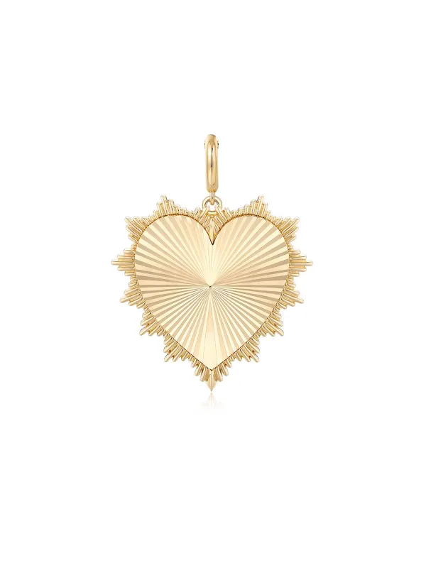 14K Gold Textured Heart Pendant sold by Wish Fine Jewelry