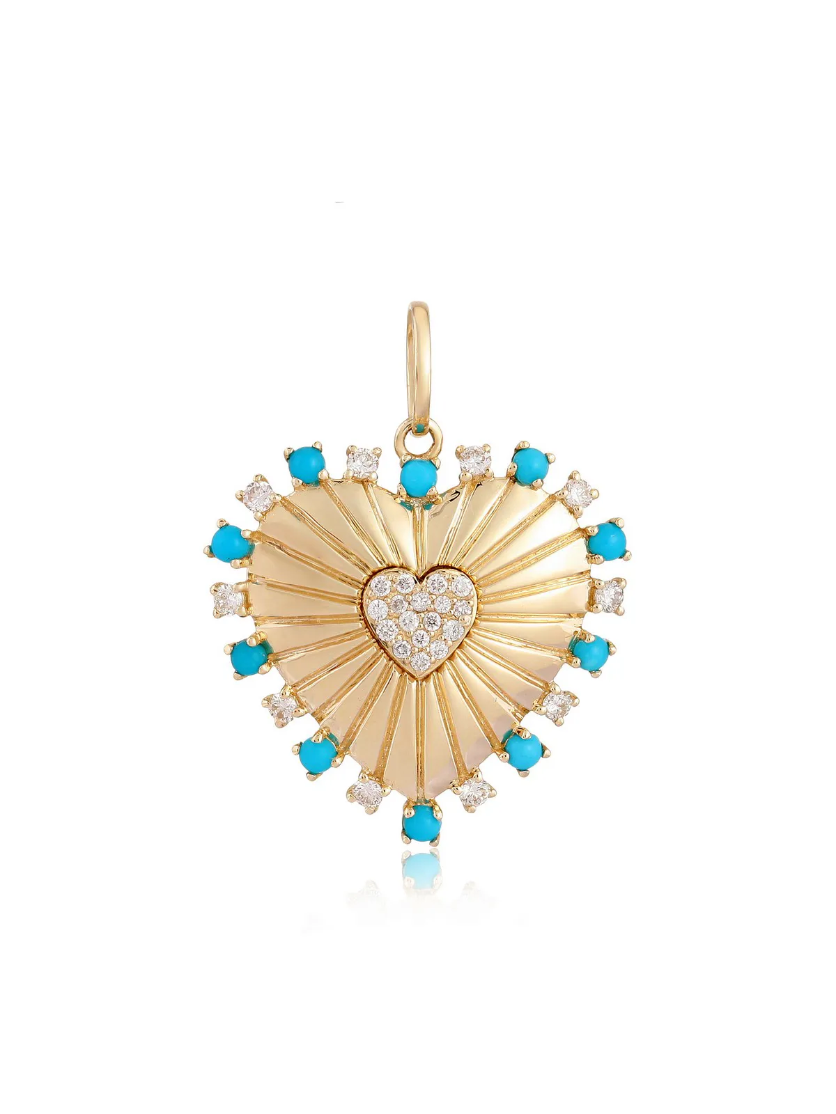 0.75ct Diamond Turquoise 14K Gold Heart Pendant sold by Wish Fine Jewelry