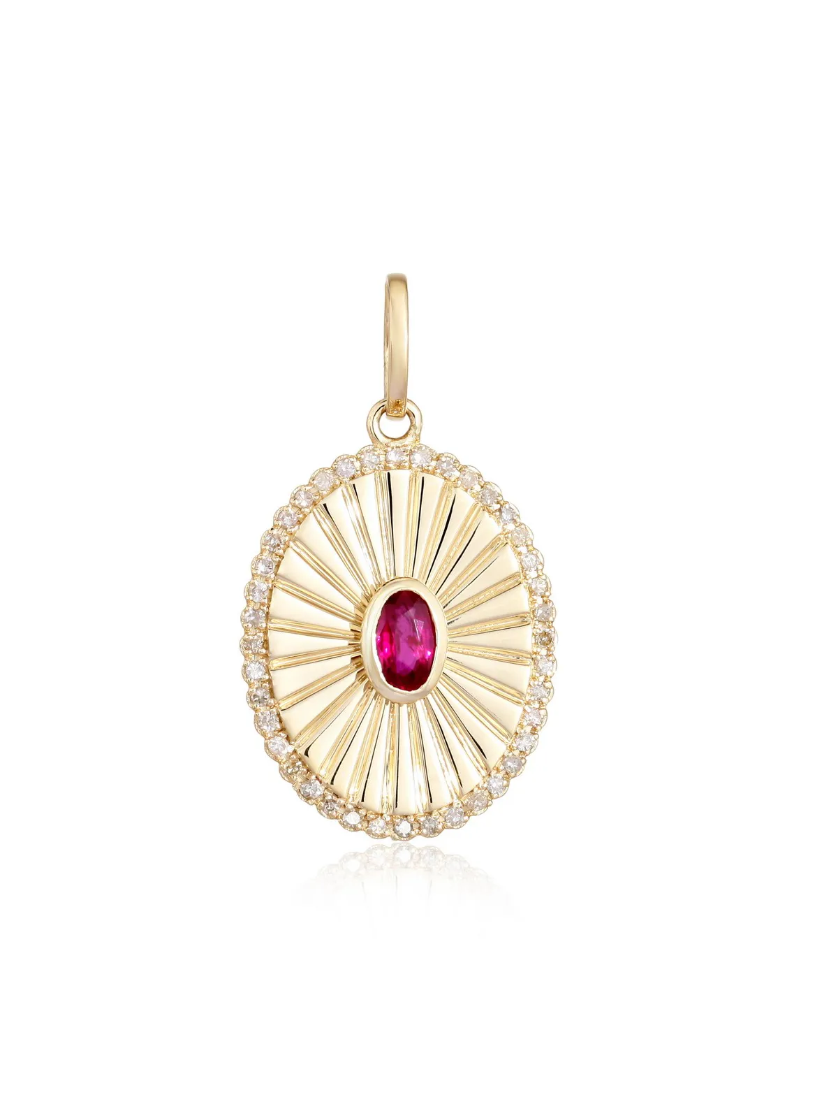 0.37ct Diamond Ruby 14K Gold Medal Pendant sold by Wish Fine Jewelry