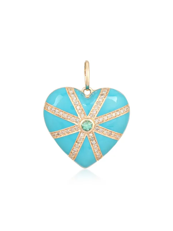 0.39ct Diamond Emerald 14K Gold Heart Pendant sold by Wish Fine Jewelry