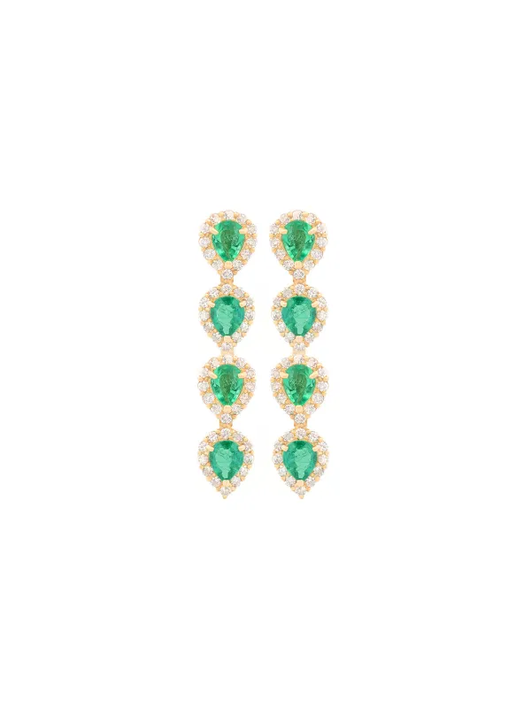 3.00ct Diamond Emerald 18K Gold Drop Earrings sold by Wish Fine Jewelry
