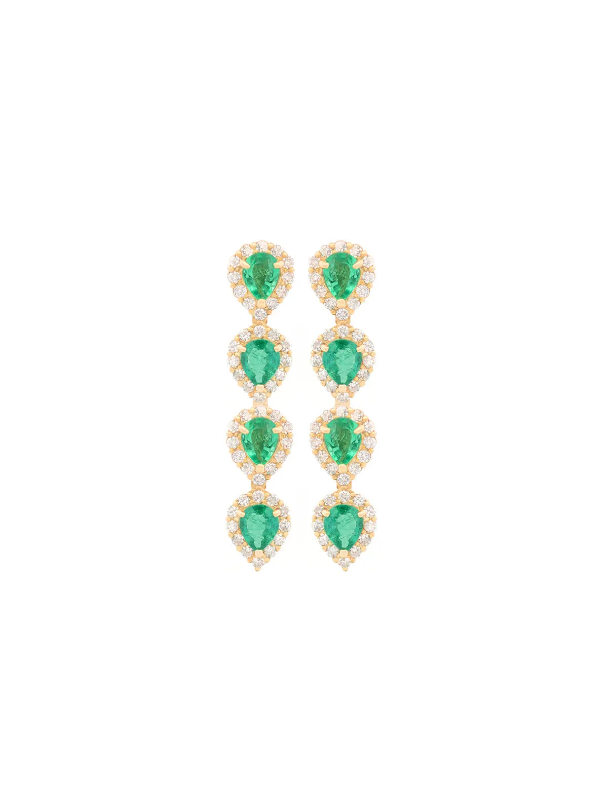 3.00ct Diamond Emerald 18K Gold Drop Earrings sold by Wish Fine Jewelry