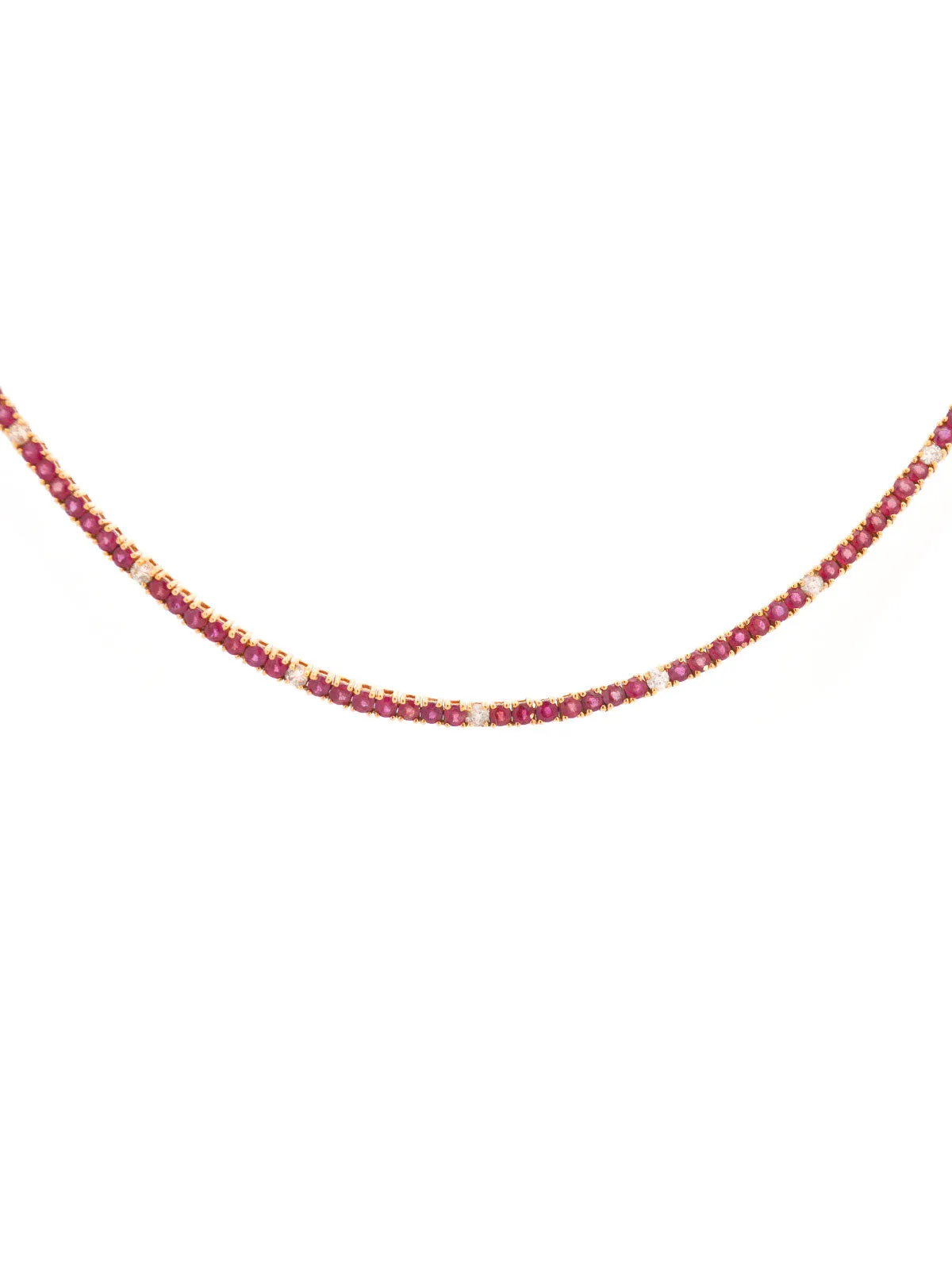 10.85ct Diamond Ruby 18K Gold Tennis Necklace sold by Wish Fine Jewelry