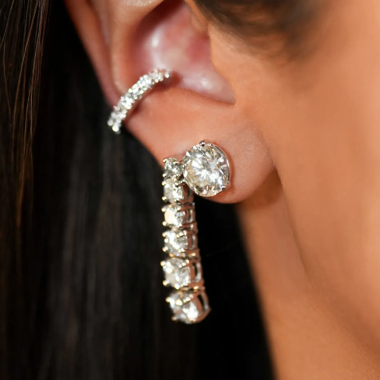 4.65ct Diamond 14K Gold Graduated Tennis Earrings sold by Wish Fine Jewelry product image thumbnail 2