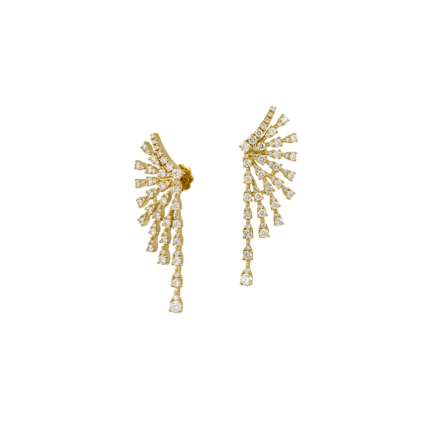 4.03ct Diamond 18K Gold Cascade Graduated Earrings sold by Wish Fine Jewelry product image thumbnail 2