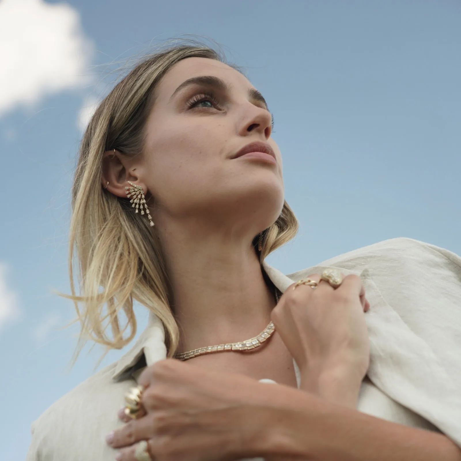 4.03ct Diamond 18K Gold Cascade Graduated Earrings sold by Wish Fine Jewelry product image thumbnail 4