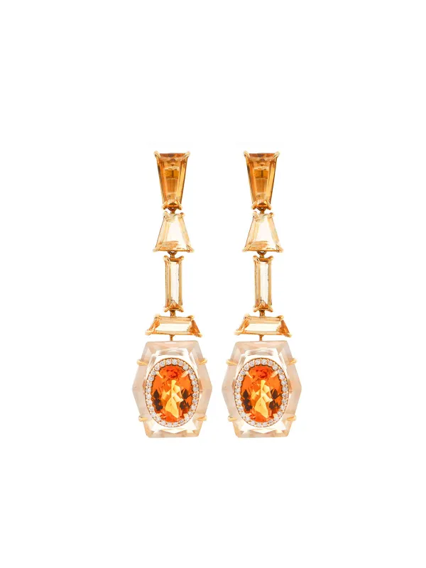 6.25ct Citrine 18K Gold Fancy Shape Statement Earrings sold by Wish Fine Jewelry