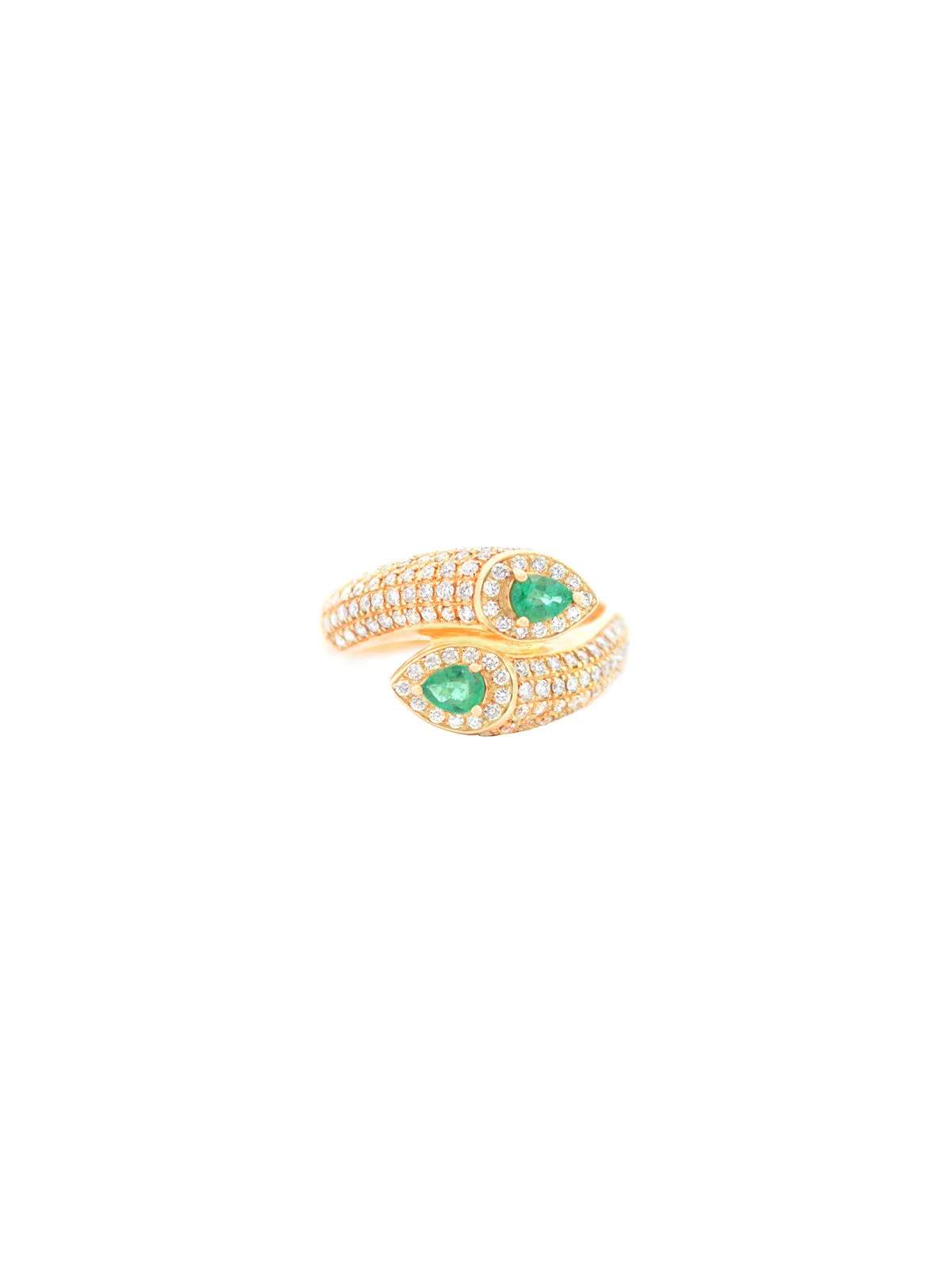 1.08ct Diamond Emerald 14K Gold Bypass Ring sold by Wish Fine Jewelry