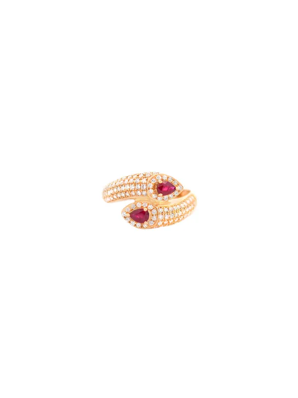 1.08ct Diamond Ruby 14K Gold Bypass Ring sold by Wish Fine Jewelry