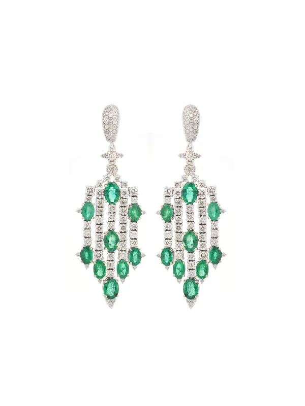 15.65ct Diamond Emerald 14K Gold Statement Earrings sold by Wish Fine Jewelry