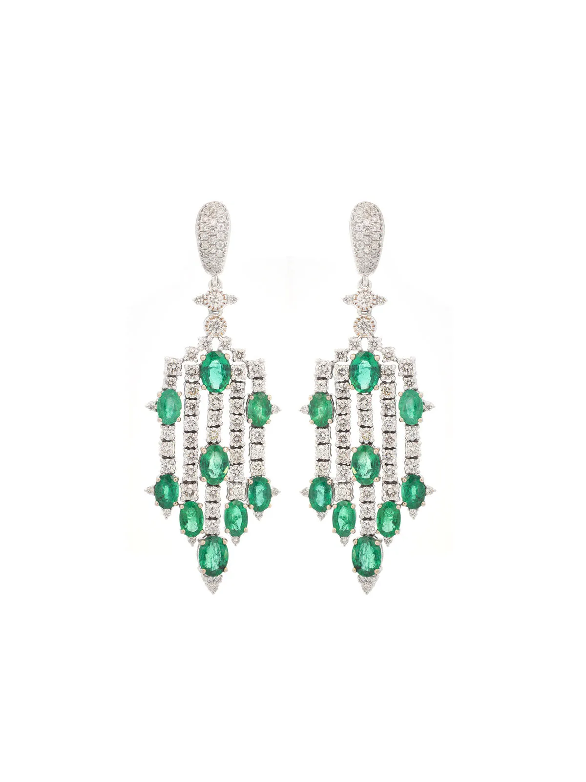 15.65ct Diamond Emerald 14K Gold Statement Earrings sold by Wish Fine Jewelry