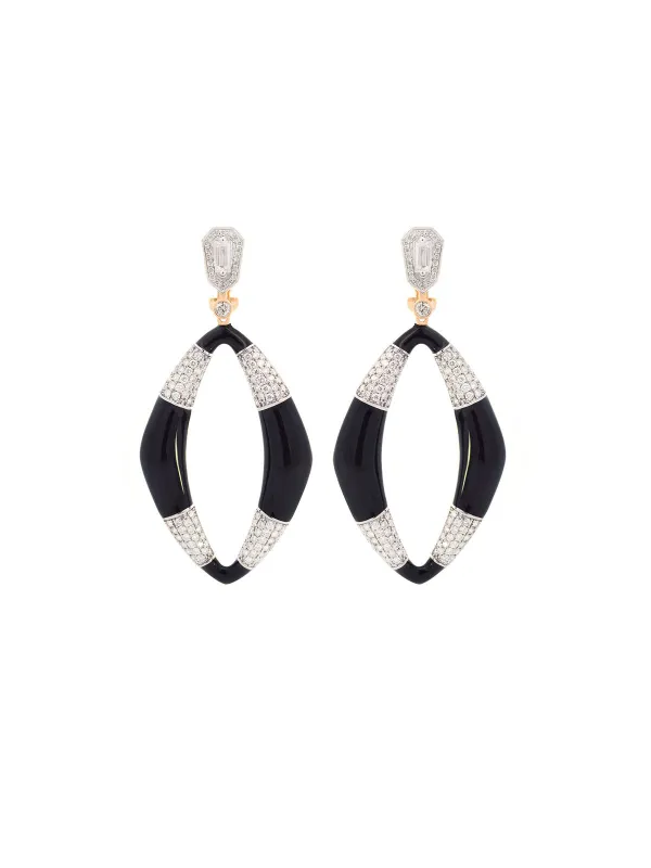 5.04ct Diamond Black Onyx 14K Gold Statement Earrings sold by Wish Fine Jewelry