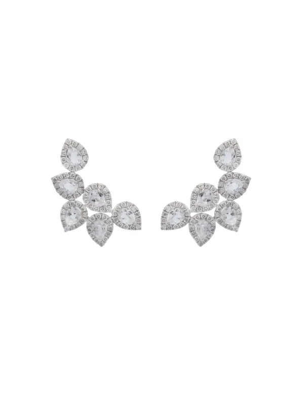 2.96ct Diamond White Topaz 18K Gold Cluster Climber Earrings sold by Wish Fine Jewelry