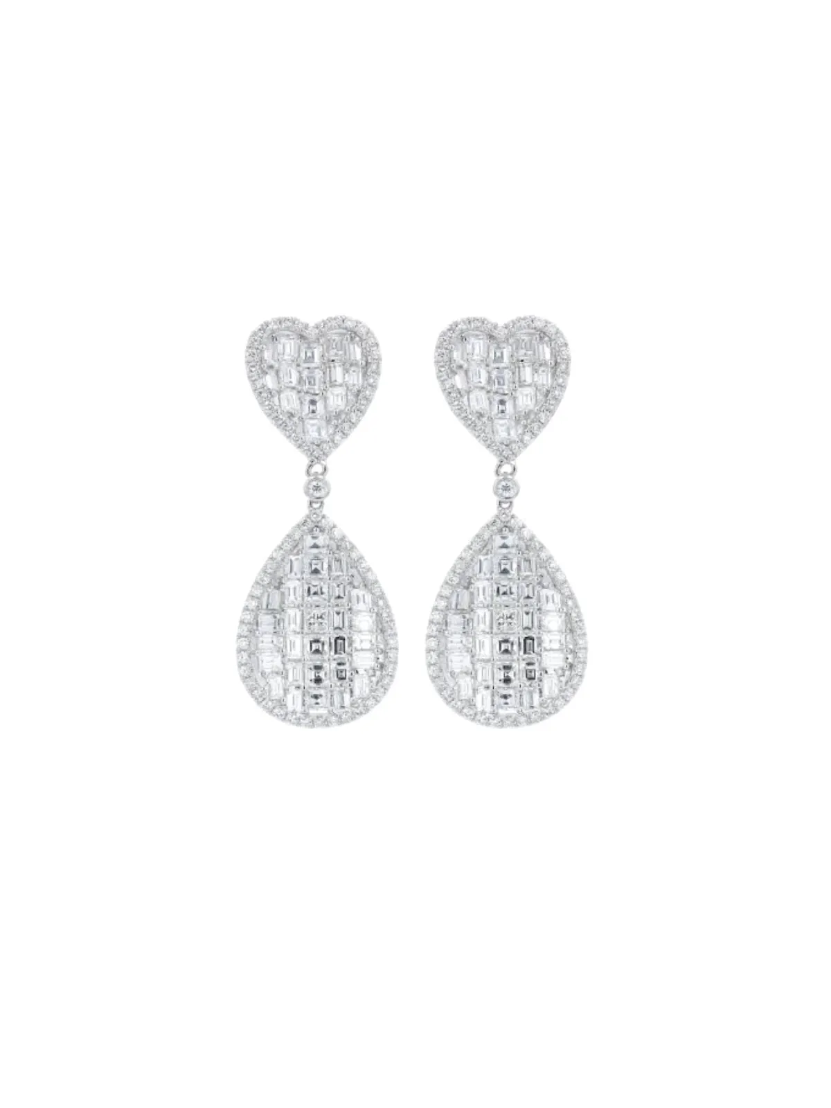 5.25ct Diamond 18K Gold Heart and Tear Drop Earrings sold by Wish Fine Jewelry