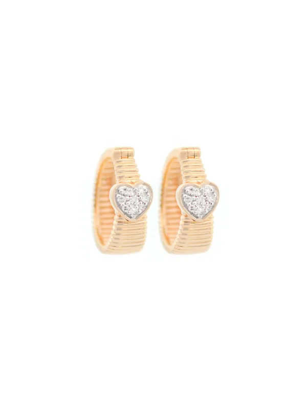 0.11ct Diamond 14K Gold Heart Grooved Earrings sold by Wish Fine Jewelry